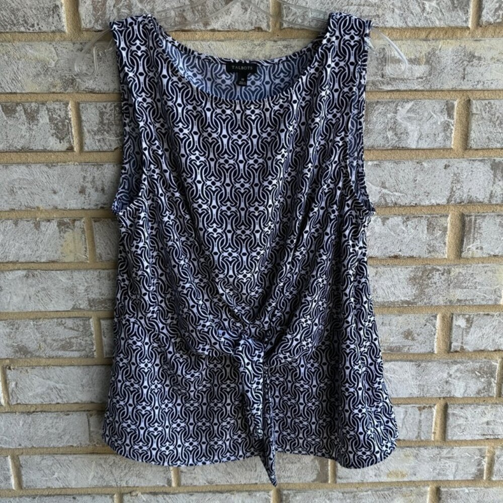 Talbots Peplum Front Tie Sleeveless Side Zip Blouse Women's Size M.